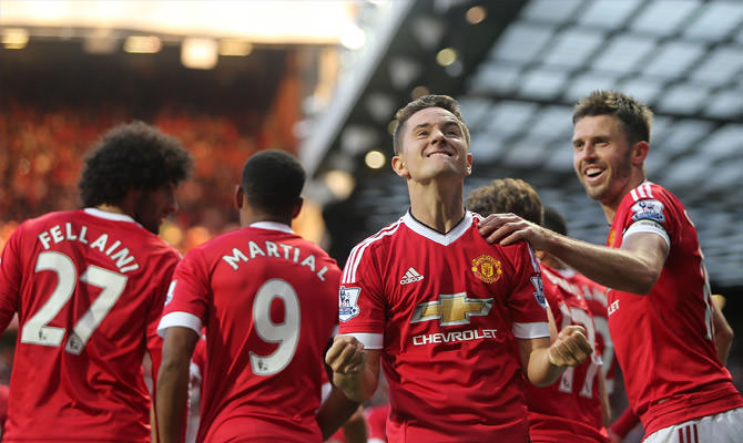 Smiling Happy Man Utd Players After Goal