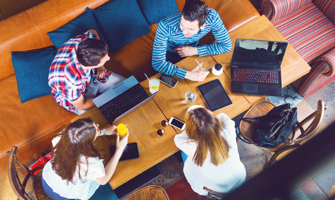 Hipsters Enjoying Coffee With Friends